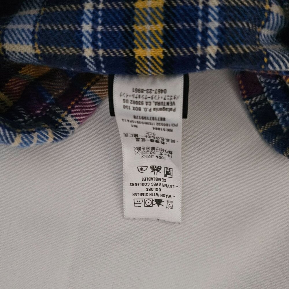 Patagonia Women's Ikat Purple Organic Cotton Long-Sleeved Fjord Flannel Shirt 8 - Picture 9 of 12